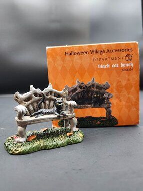 Department 56 Snow Village Halloween Black Cat Bench Accessory with Box
